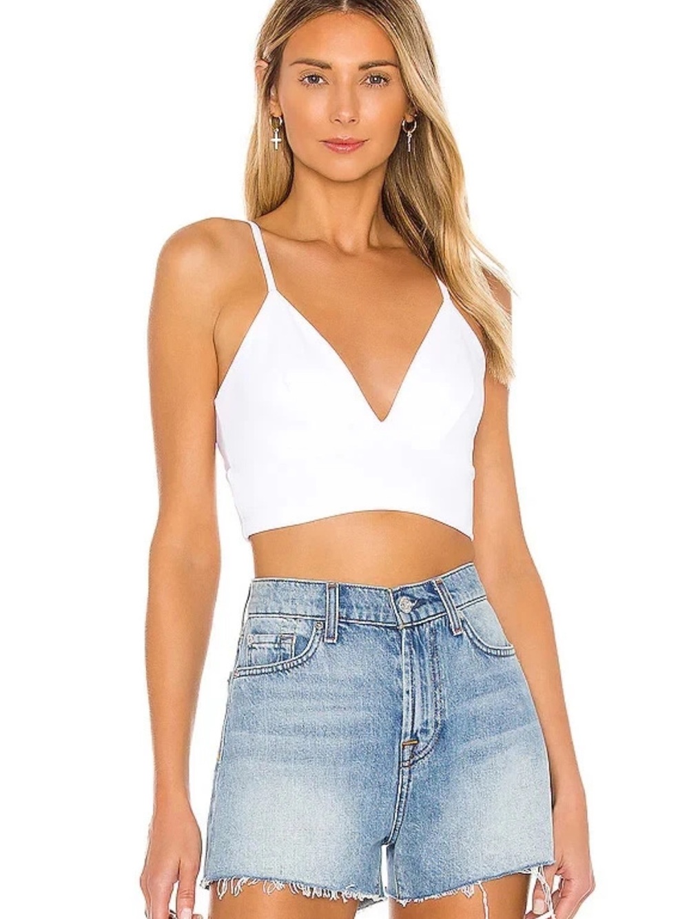 Susana Monaco White V-Neck Cropped Camisole
